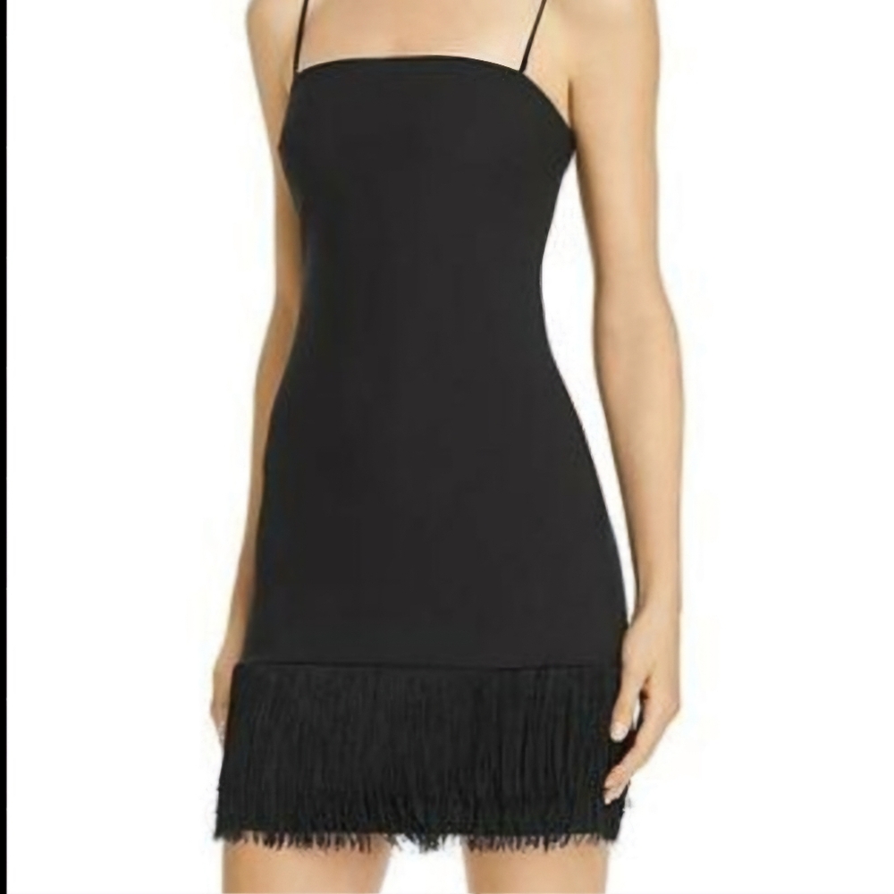 Likely|Square Neck|Black|Melly Fringe Dress|Size:2